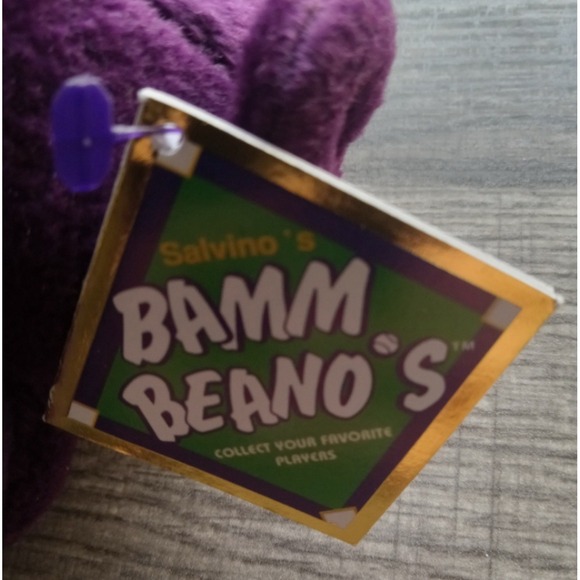 SALVINO'S BAMMERS BAMM BEANO'S PURPLE Plush MLB Bear DAVID JUSTICE 23‎ New - Picture 4 of 4